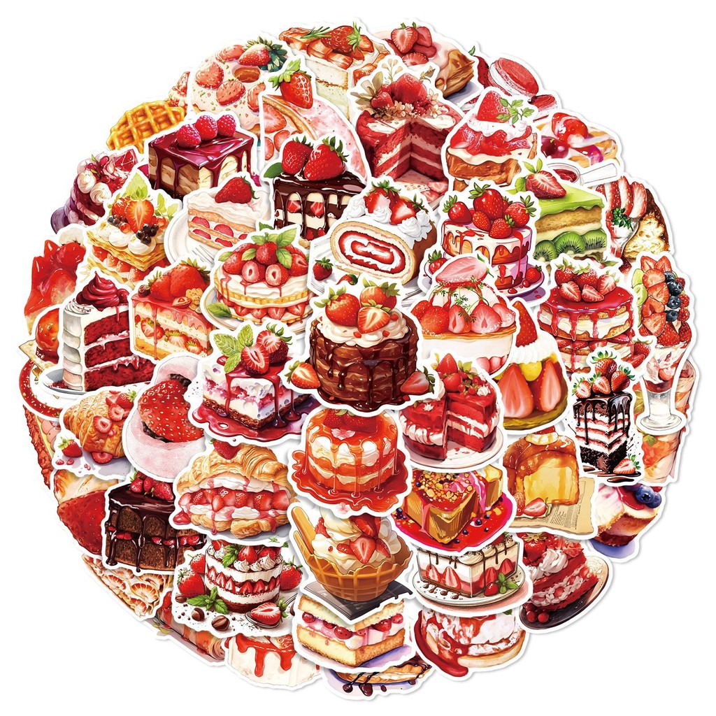 Strawberry Huller - 50PCS Strawberry Cake Dessert Graffiti Stickers